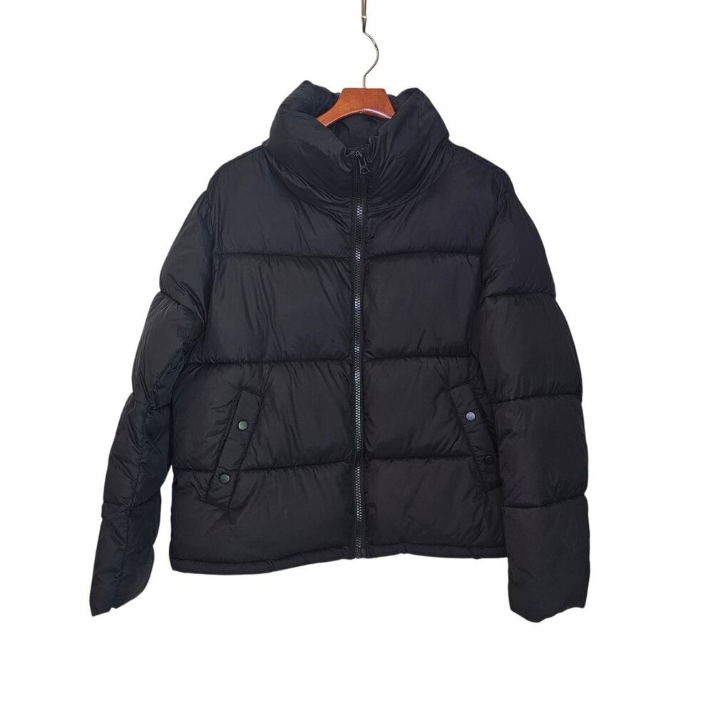 Hudson Black Cropped Puffer Quilted Coat Size Medium